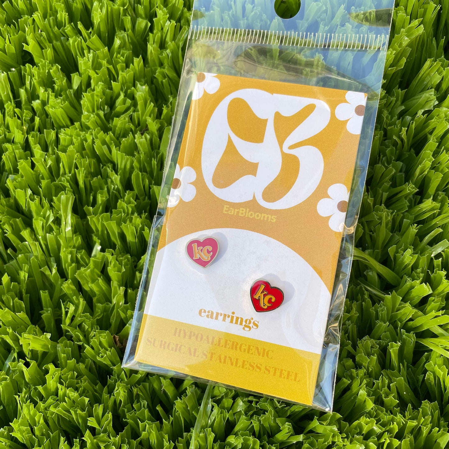 KC Heart Flatback Studs- Red